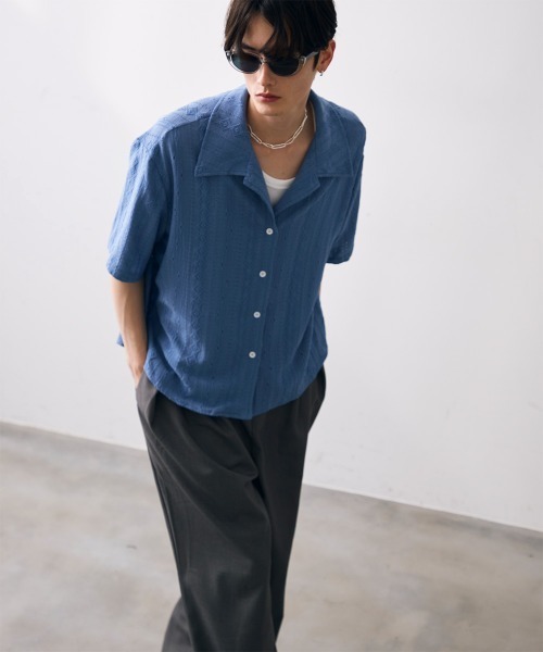 Shoowtime(ショウタイム)の「Jacquard copped shirt / ジャガードクロップドシャツ(シャツ/ブラウス・メンズ・ホワイト/ブルー・MEDIUM/LARGE/X-LARGE)」の22枚目の写真