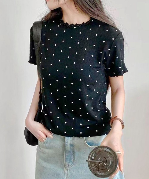 セール】メローステッチドット柄半袖Tシャツ（Tシャツ/カットソー