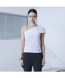 Asymmetric Drape Slim Top (IVORY)