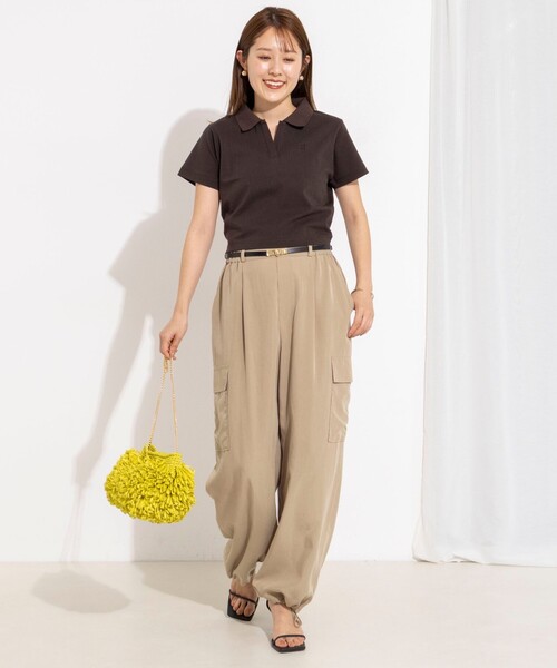 NOLLEY’S(ノーリーズ)の「【nolnol/ノルノル】ウォッシャブルスキッパーショートポロTee(ポロシャツ・レディース・ホワイト/ライトグリーン/ブラウン・38)」の10枚目の写真