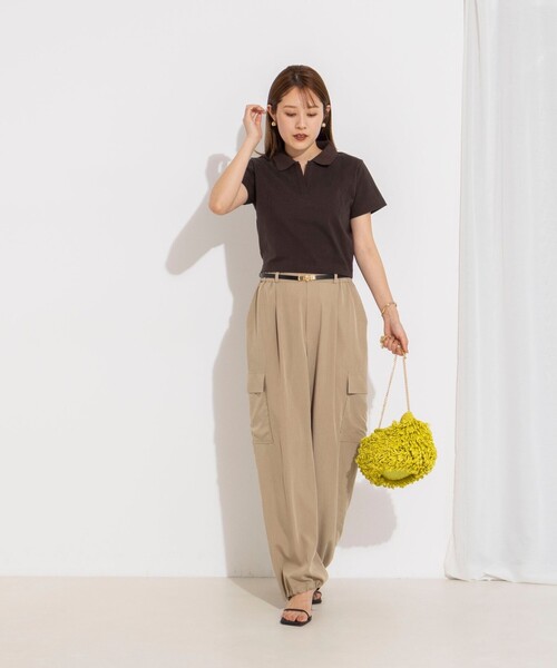 NOLLEY’S(ノーリーズ)の「【nolnol/ノルノル】ウォッシャブルスキッパーショートポロTee(ポロシャツ・レディース・ホワイト/ライトグリーン/ブラウン・38)」の13枚目の写真