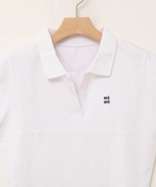 NOLLEY’S(ノーリーズ)の「【nolnol/ノルノル】ウォッシャブルスキッパーショートポロTee(ポロシャツ・レディース・ホワイト/ライトグリーン/ブラウン・38)」の16枚目の写真
