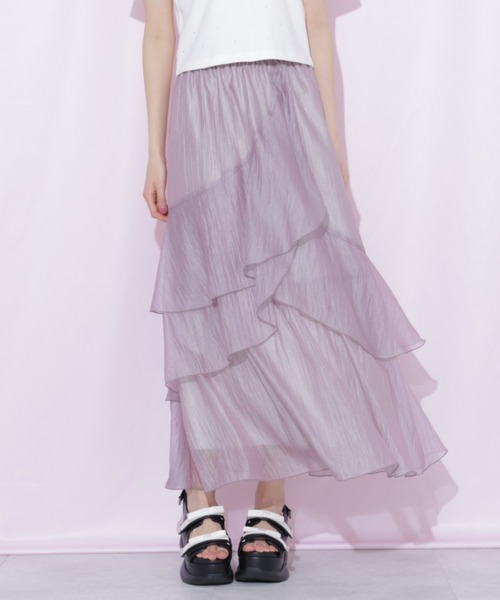 JILL by JILL STUART（ジルバイジルスチュアート）の「縦ラッフルシアースカート（スカート・レディース・ブラック系その他/ピンク/ホワイト・FREE）」の10枚目の写真