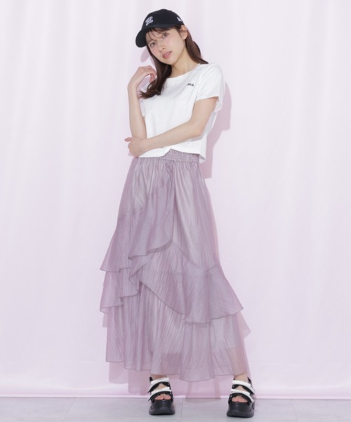 JILL by JILL STUART（ジルバイジルスチュアート）の「縦ラッフルシアースカート（スカート・レディース・ブラック系その他/ピンク/ホワイト・FREE）」の4枚目の写真
