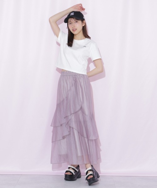 JILL by JILL STUART（ジルバイジルスチュアート）の「縦ラッフルシアースカート（スカート・レディース・ブラック系その他/ピンク/ホワイト・FREE）」の7枚目の写真