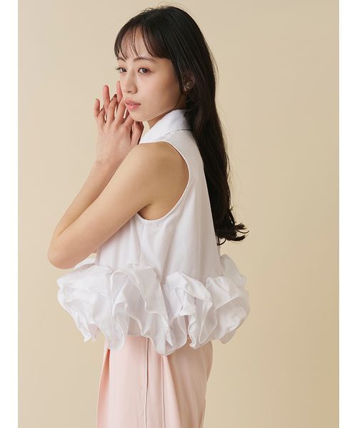 SNIDEL(スナイデル)の「ヘムボリュームノースリブラウス(シャツ/ブラウス・レディース・ライトブルー/ピンク/ホワイト・F)」の10枚目の写真