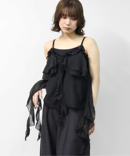 THE CELL.(ザセルドット)の「マルチフリル キャミソール MULTI-FRILL CAMISOLE(キャミソール・レディース・ブラック/グレー/オフホワイト・FREE)」の2枚目の写真