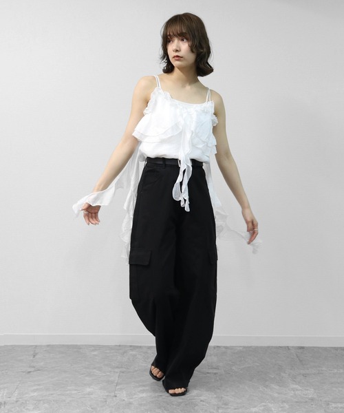 THE CELL.(ザセルドット)の「マルチフリル キャミソール MULTI-FRILL CAMISOLE(キャミソール・レディース・ブラック/グレー/オフホワイト・FREE)」の9枚目の写真