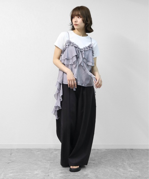 THE CELL.(ザセルドット)の「マルチフリル キャミソール MULTI-FRILL CAMISOLE(キャミソール・レディース・ブラック/グレー/オフホワイト・FREE)」の14枚目の写真