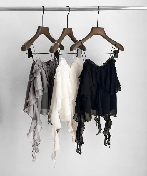 THE CELL.(ザセルドット)の「マルチフリル キャミソール MULTI-FRILL CAMISOLE(キャミソール・レディース・ブラック/グレー/オフホワイト・FREE)」の11枚目の写真