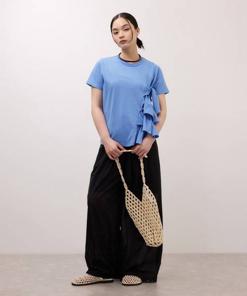 ADAM ET ROPE'(アダムエロペ)の「【サステナブル】リボンプルオーバー/接触冷感/UVカット/吸水速乾(Tシャツ/カットソー・レディース・ダークブラウン/ホワイト/サックスブルー・FREE)」の6枚目の写真