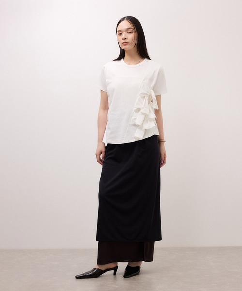 ADAM ET ROPE'(アダムエロペ)の「【サステナブル】リボンプルオーバー/接触冷感/UVカット/吸水速乾(Tシャツ/カットソー・レディース・ダークブラウン/ホワイト/サックスブルー・FREE)」の9枚目の写真