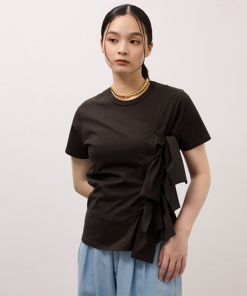 ADAM ET ROPE'(アダムエロペ)の「【サステナブル】リボンプルオーバー/接触冷感/UVカット/吸水速乾(Tシャツ/カットソー・レディース・ダークブラウン/ホワイト/サックスブルー・FREE)」の10枚目の写真