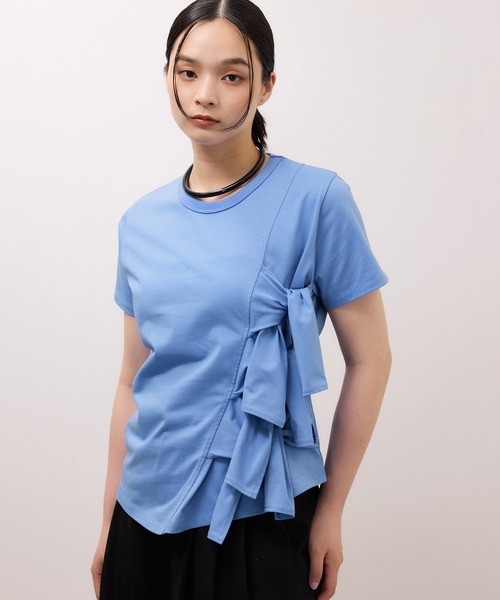 ADAM ET ROPE'(アダムエロペ)の「【サステナブル】リボンプルオーバー/接触冷感/UVカット/吸水速乾(Tシャツ/カットソー・レディース・ダークブラウン/ホワイト/サックスブルー・FREE)」の12枚目の写真