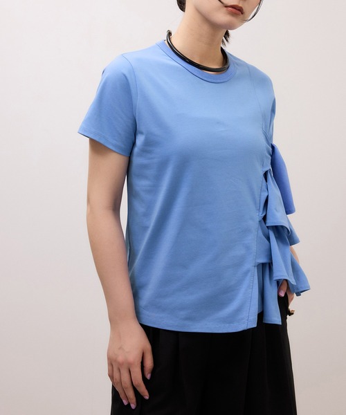 ADAM ET ROPE'(アダムエロペ)の「【サステナブル】リボンプルオーバー/接触冷感/UVカット/吸水速乾(Tシャツ/カットソー・レディース・ダークブラウン/ホワイト/サックスブルー・FREE)」の14枚目の写真