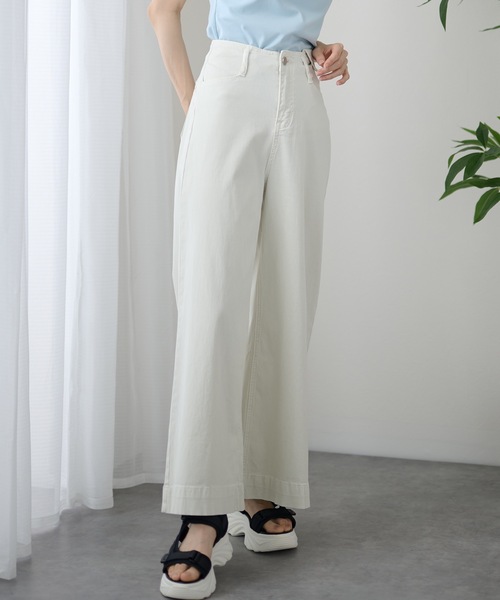 DAYRA(デイラ)の「ナチュラル ワイド ストレート ロング パンツ(デニムパンツ・レディース・アイボリー/ベージュ・XL/L/M/S)」の2枚目の写真