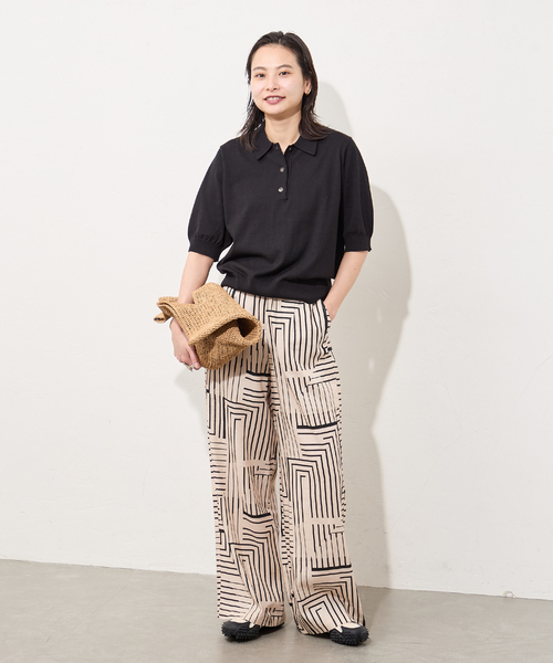 JOURNAL STANDARD（ジャーナルスタンダード）の「《追加2》ウォッシャブル ポロシャツ（ニット/セーター・レディース・ブラック/ネイビー・FREE）」の3枚目の写真