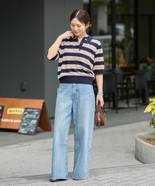 JOURNAL STANDARD（ジャーナルスタンダード）の「《追加2》ウォッシャブル ポロシャツ（ニット/セーター・レディース・ブラック/ネイビー・FREE）」の4枚目の写真