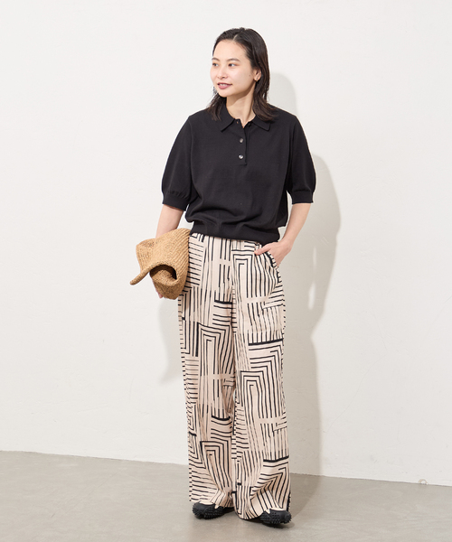 JOURNAL STANDARD（ジャーナルスタンダード）の「《追加2》ウォッシャブル ポロシャツ（ニット/セーター・レディース・ブラック/ネイビー・FREE）」の5枚目の写真