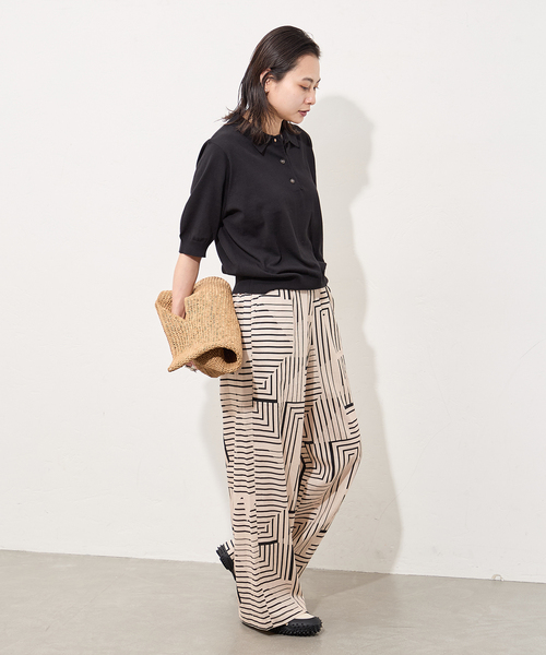JOURNAL STANDARD（ジャーナルスタンダード）の「《追加2》ウォッシャブル ポロシャツ（ニット/セーター・レディース・ブラック/ネイビー・FREE）」の6枚目の写真