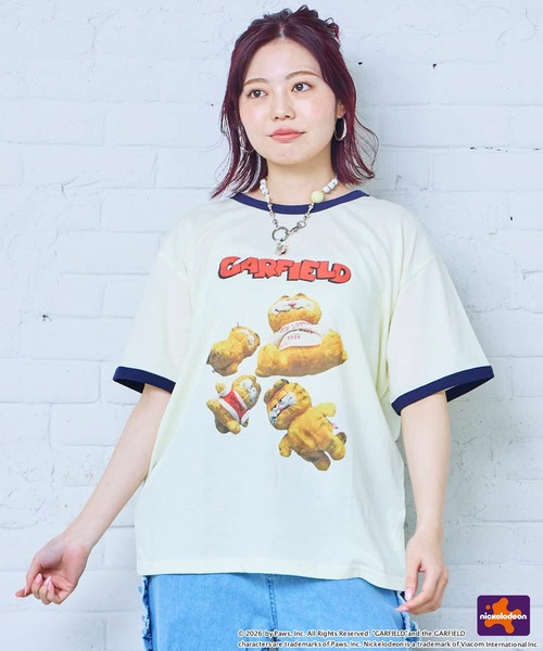 MARKEY'S(マーキーズ)の「【別注】GARFIELD プリント半袖Tシャツ/おとな(Tシャツ/カットソー・レディース・イエロー/オフホワイト/ホワイト・180cm/160cm)」の1枚目の写真