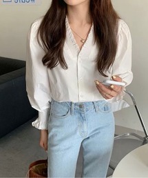 バルーンスリーブ フリルシャツ