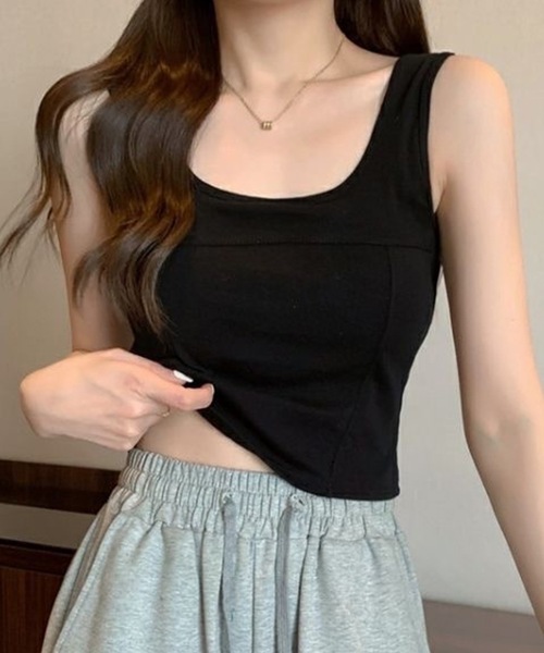 Lace Ladies（レースレディース）の「ラウンドネック タンク型 カップ付きコンパクト ブラトップ（タンクトップ・レディース・ブラック/ホワイト/グレー・FREE）」の15枚目の写真