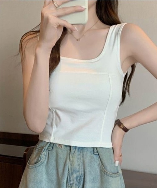 Lace Ladies（レースレディース）の「ラウンドネック タンク型 カップ付きコンパクト ブラトップ（タンクトップ・レディース・ブラック/ホワイト/グレー・FREE）」の19枚目の写真