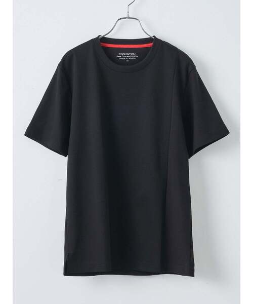 TRANSITION(トランジション)の「【TRANSITION】フライス切り替えクルーネックTEE(Tシャツ/カットソー・メンズ・ブラック/ホワイト・2/3)」の1枚目の写真