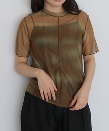 【cheriella】前後2WAYニュアンスウェーブホールシアートップス 半袖 2-WAY NUANCE WAVE HOLE SHEER TOPS