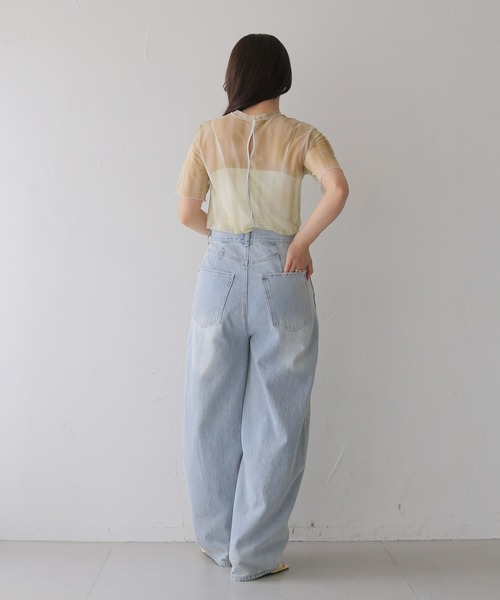 cheriella(シェリエラ)の「【cheriella】前後2WAYニュアンスウェーブホールシアートップス 半袖 2-WAY NUANCE WAVE HOLE SHEER TOPS(Tシャツ/カットソー・レディース・ブルー/ダークグレー/アイボリー/ブラウン/グリーン・FREE)」の16枚目の写真