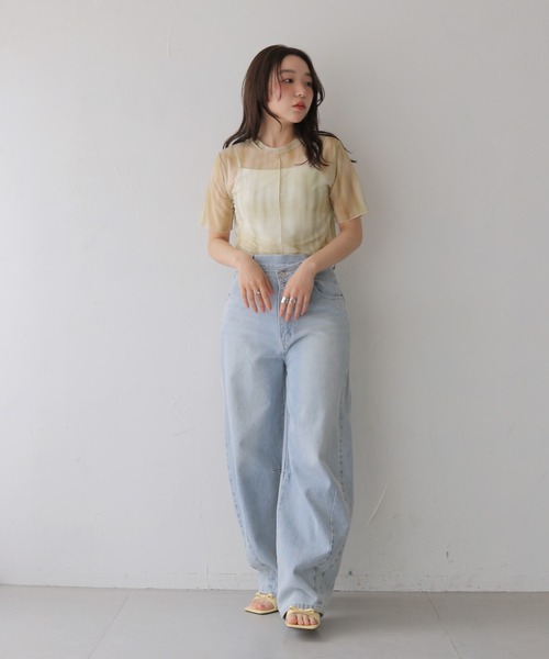 cheriella(シェリエラ)の「【cheriella】前後2WAYニュアンスウェーブホールシアートップス 半袖 2-WAY NUANCE WAVE HOLE SHEER TOPS(Tシャツ/カットソー・レディース・ブルー/ダークグレー/アイボリー/ブラウン/グリーン・FREE)」の15枚目の写真