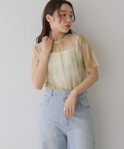 cheriella(シェリエラ)の「【cheriella】前後2WAYニュアンスウェーブホールシアートップス 半袖 2-WAY NUANCE WAVE HOLE SHEER TOPS(Tシャツ/カットソー・レディース・ブルー/ダークグレー/アイボリー/ブラウン/グリーン・FREE)」の20枚目の写真