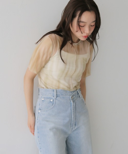 cheriella(シェリエラ)の「【cheriella】前後2WAYニュアンスウェーブホールシアートップス 半袖 2-WAY NUANCE WAVE HOLE SHEER TOPS(Tシャツ/カットソー・レディース・ブルー/ダークグレー/アイボリー/ブラウン/グリーン・FREE)」の14枚目の写真