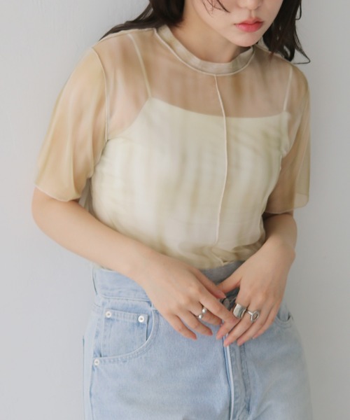 cheriella(シェリエラ)の「【cheriella】前後2WAYニュアンスウェーブホールシアートップス 半袖 2-WAY NUANCE WAVE HOLE SHEER TOPS(Tシャツ/カットソー・レディース・ブルー/ダークグレー/アイボリー/ブラウン/グリーン・FREE)」の17枚目の写真