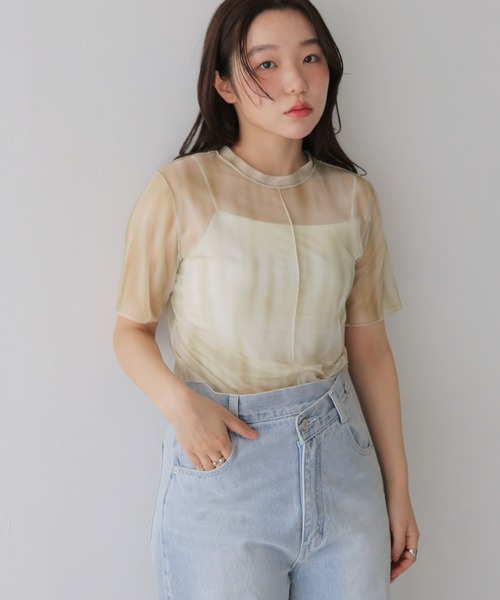 cheriella(シェリエラ)の「【cheriella】前後2WAYニュアンスウェーブホールシアートップス 半袖 2-WAY NUANCE WAVE HOLE SHEER TOPS(Tシャツ/カットソー・レディース・ブルー/ダークグレー/アイボリー/ブラウン/グリーン・FREE)」の18枚目の写真