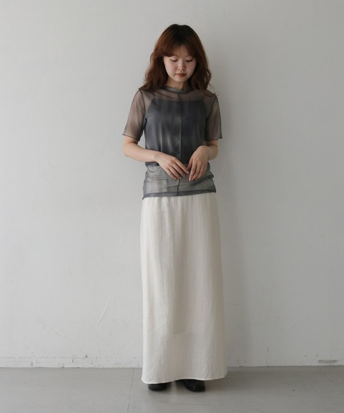 cheriella(シェリエラ)の「【cheriella】前後2WAYニュアンスウェーブホールシアートップス 半袖 2-WAY NUANCE WAVE HOLE SHEER TOPS(Tシャツ/カットソー・レディース・ブルー/ダークグレー/アイボリー/ブラウン/グリーン・FREE)」の8枚目の写真