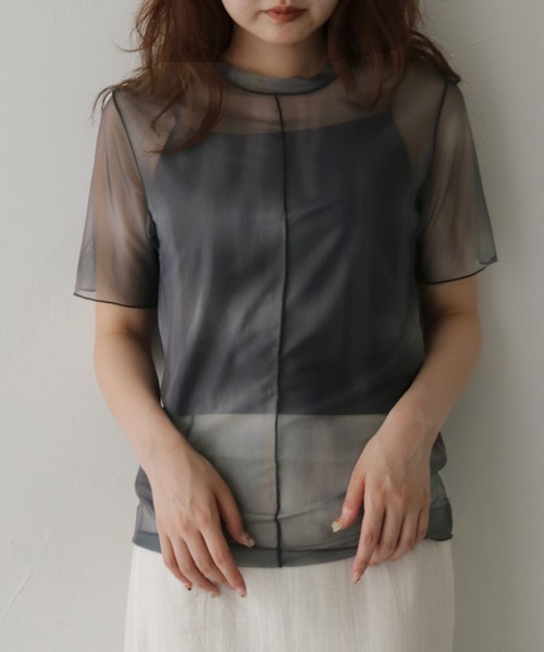 cheriella(シェリエラ)の「【cheriella】前後2WAYニュアンスウェーブホールシアートップス 半袖 2-WAY NUANCE WAVE HOLE SHEER TOPS(Tシャツ/カットソー・レディース・ブルー/ダークグレー/アイボリー/ブラウン/グリーン・FREE)」の12枚目の写真