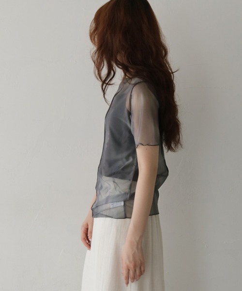 cheriella(シェリエラ)の「【cheriella】前後2WAYニュアンスウェーブホールシアートップス 半袖 2-WAY NUANCE WAVE HOLE SHEER TOPS(Tシャツ/カットソー・レディース・ブルー/ダークグレー/アイボリー/ブラウン/グリーン・FREE)」の14枚目の写真