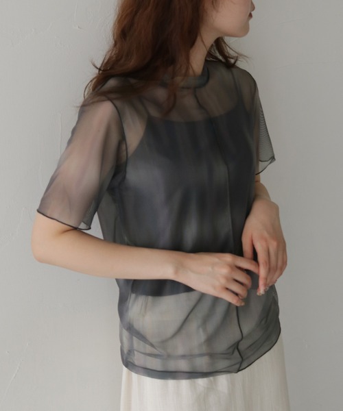 cheriella(シェリエラ)の「【cheriella】前後2WAYニュアンスウェーブホールシアートップス 半袖 2-WAY NUANCE WAVE HOLE SHEER TOPS(Tシャツ/カットソー・レディース・ブルー/ダークグレー/アイボリー/ブラウン/グリーン・FREE)」の18枚目の写真