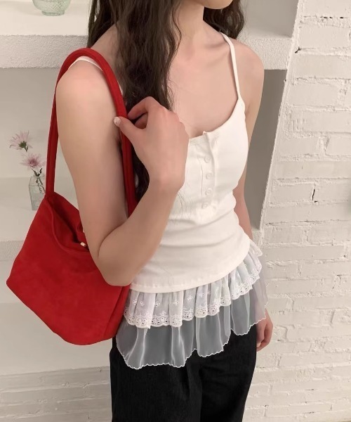 Vipoa(ヴィポア)の「Frill layer button up camisole(キャミソール・レディース・ブラック系その他/ホワイト系その他/ブラック/ホワイト・FREE)」の17枚目の写真