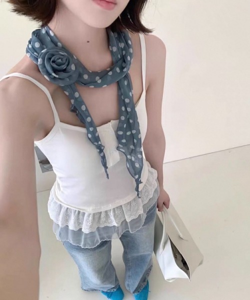 Vipoa(ヴィポア)の「Frill layer button up camisole(キャミソール・レディース・ブラック系その他/ホワイト系その他/ブラック/ホワイト・FREE)」の13枚目の写真