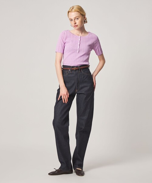 Steven Alan(スティーブンアラン)の「<Steven Alan>アイレット リブ ヘンリーネック プルオーバー(ニット/セーター・レディース・グレー系/ピンク・FREE)」の3枚目の写真