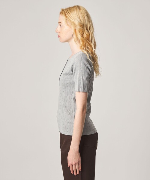 Steven Alan(スティーブンアラン)の「<Steven Alan>アイレット リブ ヘンリーネック プルオーバー(ニット/セーター・レディース・グレー系/ピンク・FREE)」の6枚目の写真