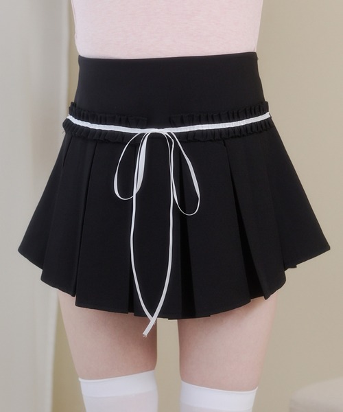 Rmine(アールマイン)の「配色リボン ボックス プリーツ スカート(スカパン付き)(スカート・レディース・ホワイト/ブラック/グレー・MEDIUM)」の13枚目の写真