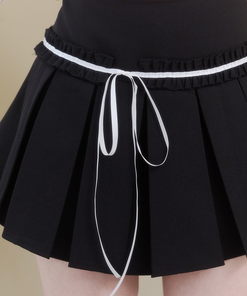 Rmine(アールマイン)の「配色リボン ボックス プリーツ スカート(スカパン付き)(スカート・レディース・ホワイト/ブラック/グレー・MEDIUM)」の11枚目の写真