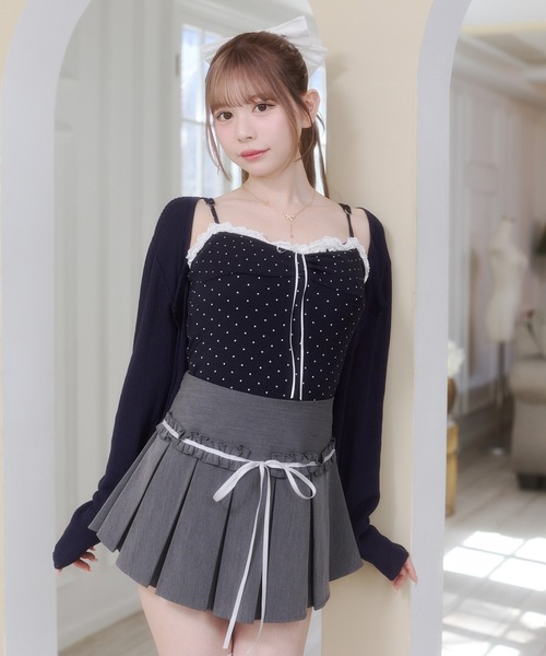 Rmine(アールマイン)の「配色リボン ボックス プリーツ スカート(スカパン付き)(スカート・レディース・ホワイト/ブラック/グレー・MEDIUM)」の10枚目の写真