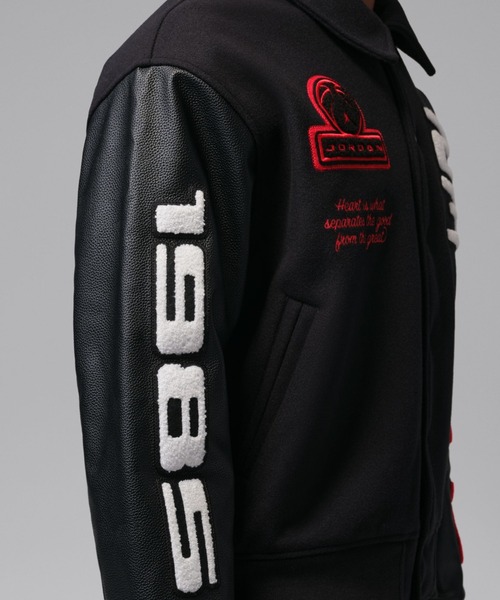 JORDAN BRAND（ジョーダンブランド）の「JORDAN BRAND M J FLT VARSITY JKT / ジョーダン ブランド FLT ヴァーシティ ジャケット/NIKE【SP】（スタジャン・メンズ・ブラック・S/M/L/XL/XXL）」の8枚目の写真