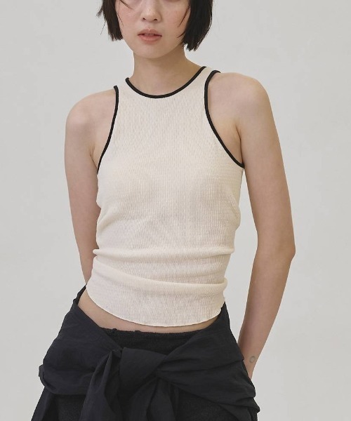 TODAYFUL（トゥデイフル）の「Cupin Piping Tanktop 12610615（タンクトップ・レディース・ネイビー/ライトブルー/オフホワイト/ベージュ・FREE）」の2枚目の写真