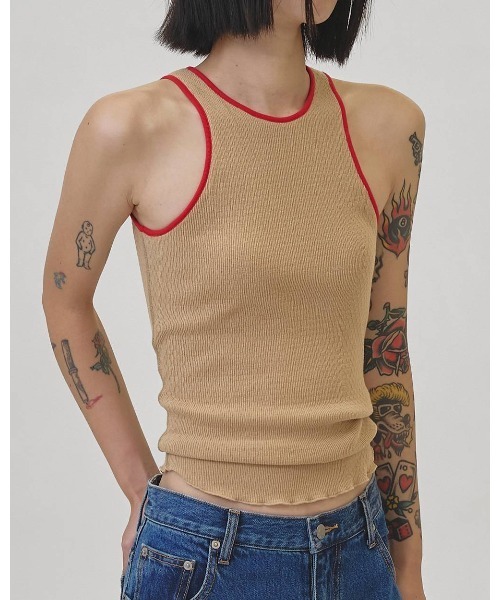 TODAYFUL（トゥデイフル）の「Cupin Piping Tanktop 12610615（タンクトップ・レディース・ネイビー/ライトブルー/オフホワイト/ベージュ・FREE）」の8枚目の写真